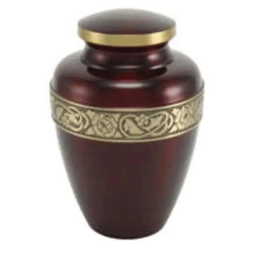 Capella Adult Burgundy Brass Urn - funeral.com