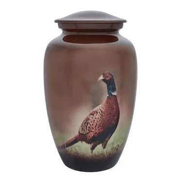 Ringneck Pheasant Adult Mocha Brass Urn - funeral.com