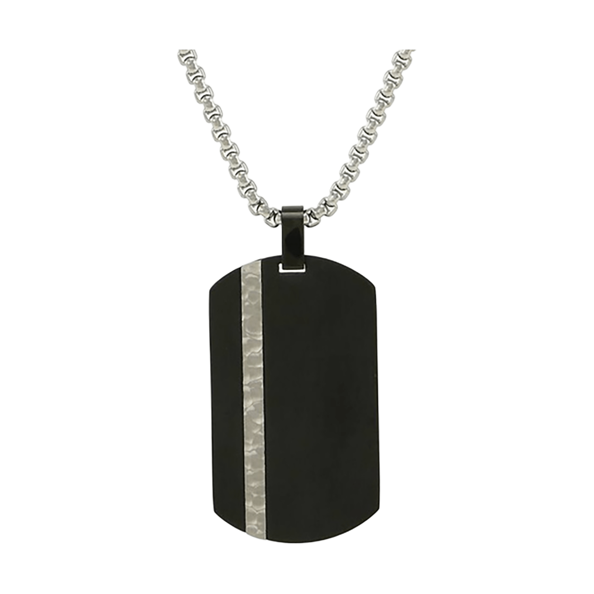 Stainless Steel Black Onyx Memorial Tag Pendant | Funeral.com, Inc.