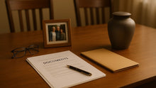 cremation urn on the table