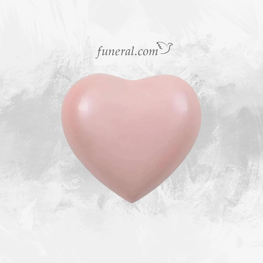 Amorette Pearl Pink Heart Pet Urn with Background