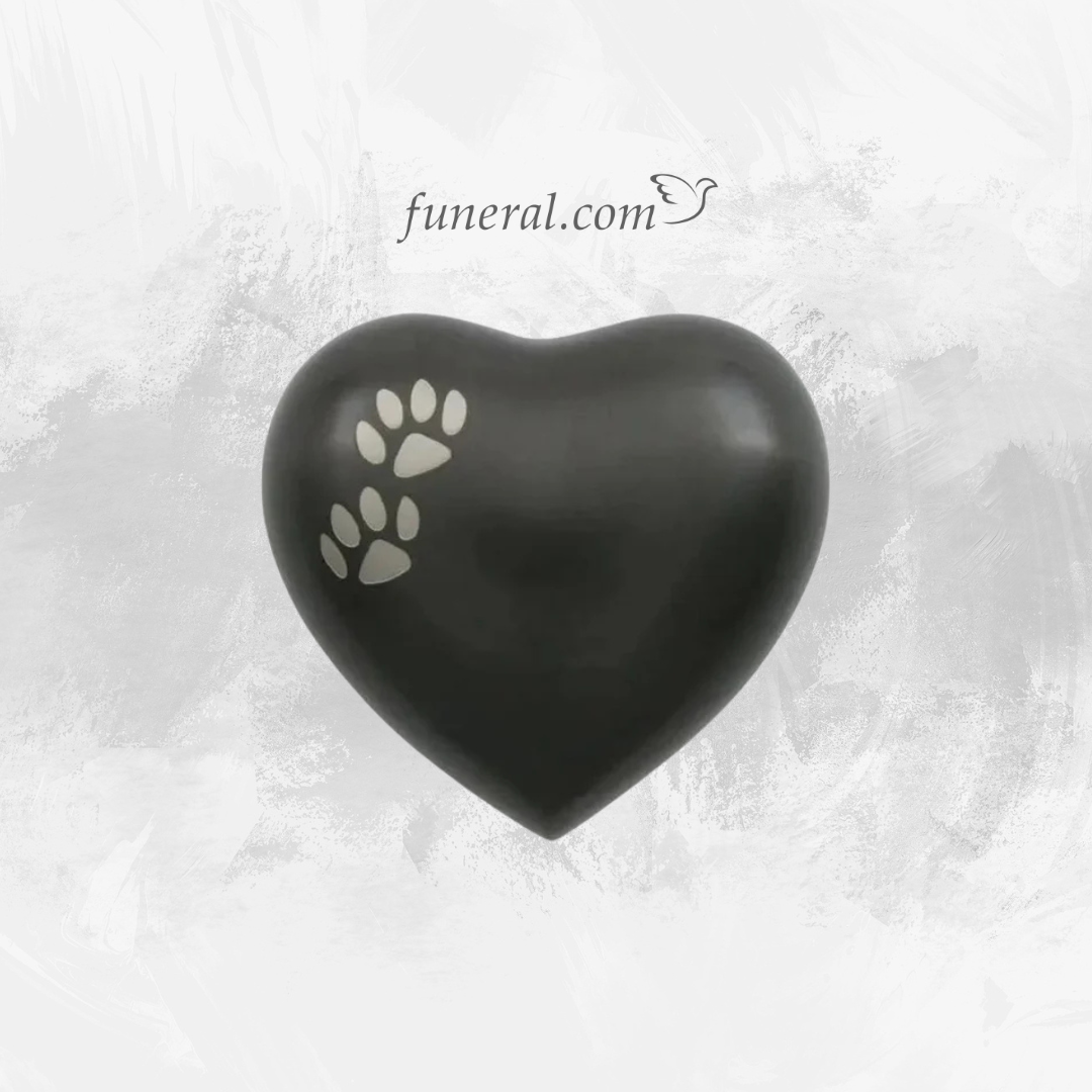 Amorette Slate Heart Pet Urn with White Background