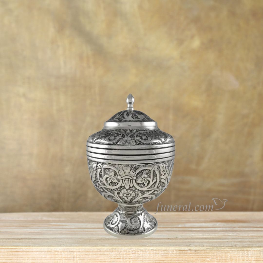 Archaic Adult Silver Brass Urn