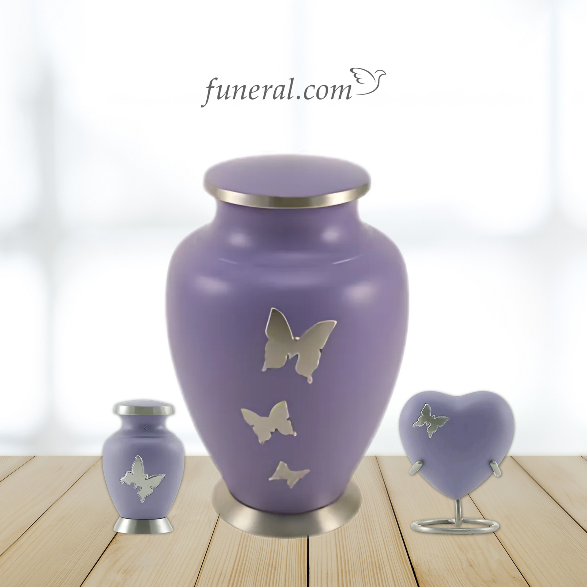 Aria Adult Butterfly Violet Brass Urn Set