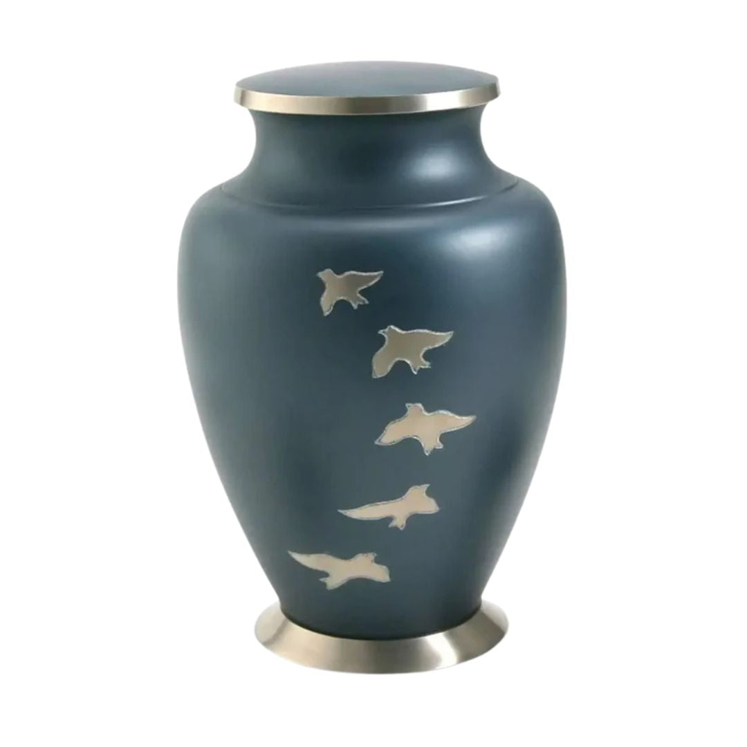 Aria Adult Doves in Flight Brass Urn