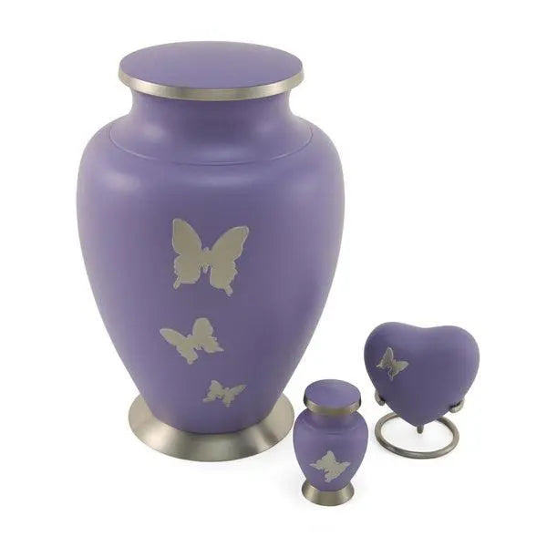Aria Butterfly Violet Brass Heart Keepsake - funeral.com