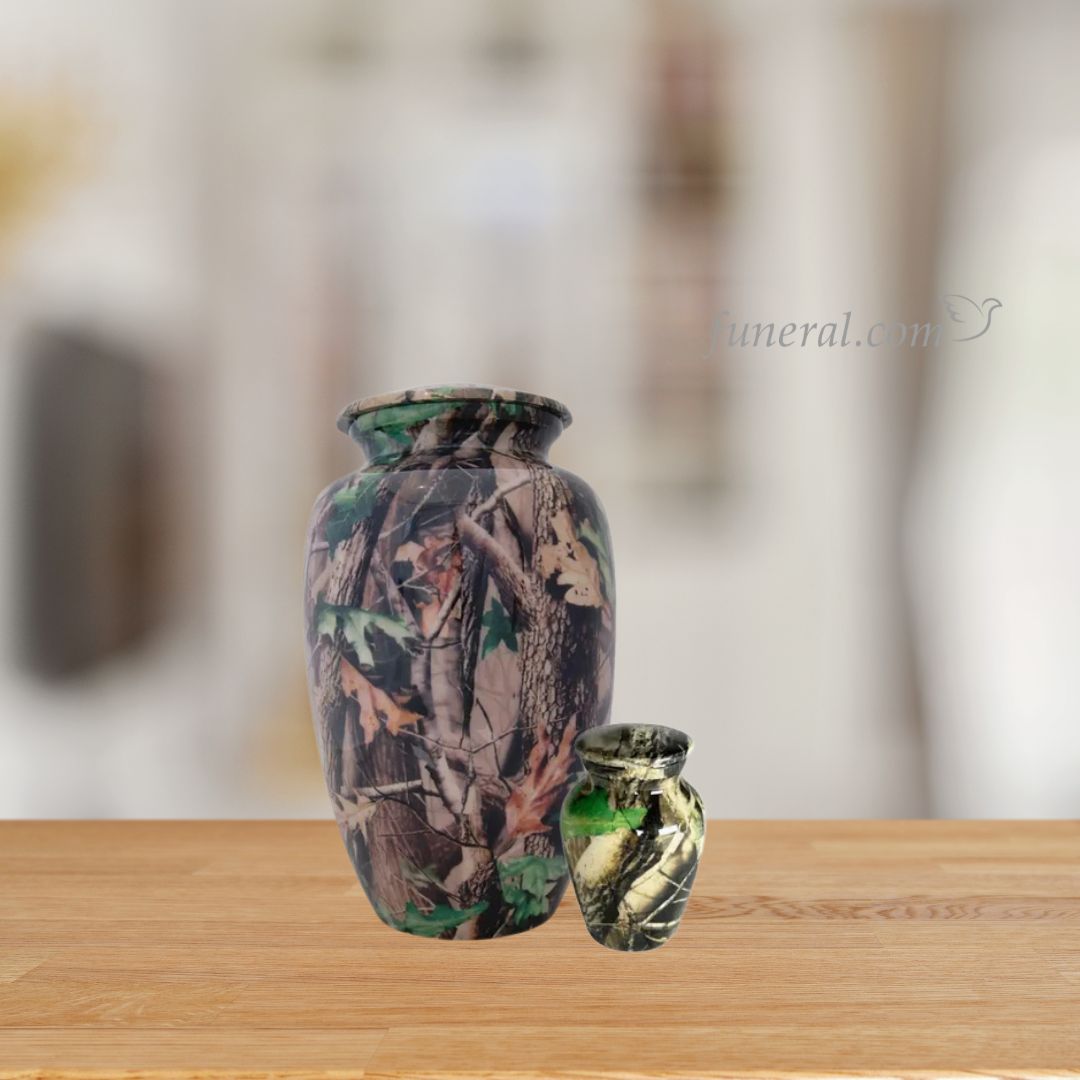 Woodland Camo Army Green Aluminium Keepsake Set with Background