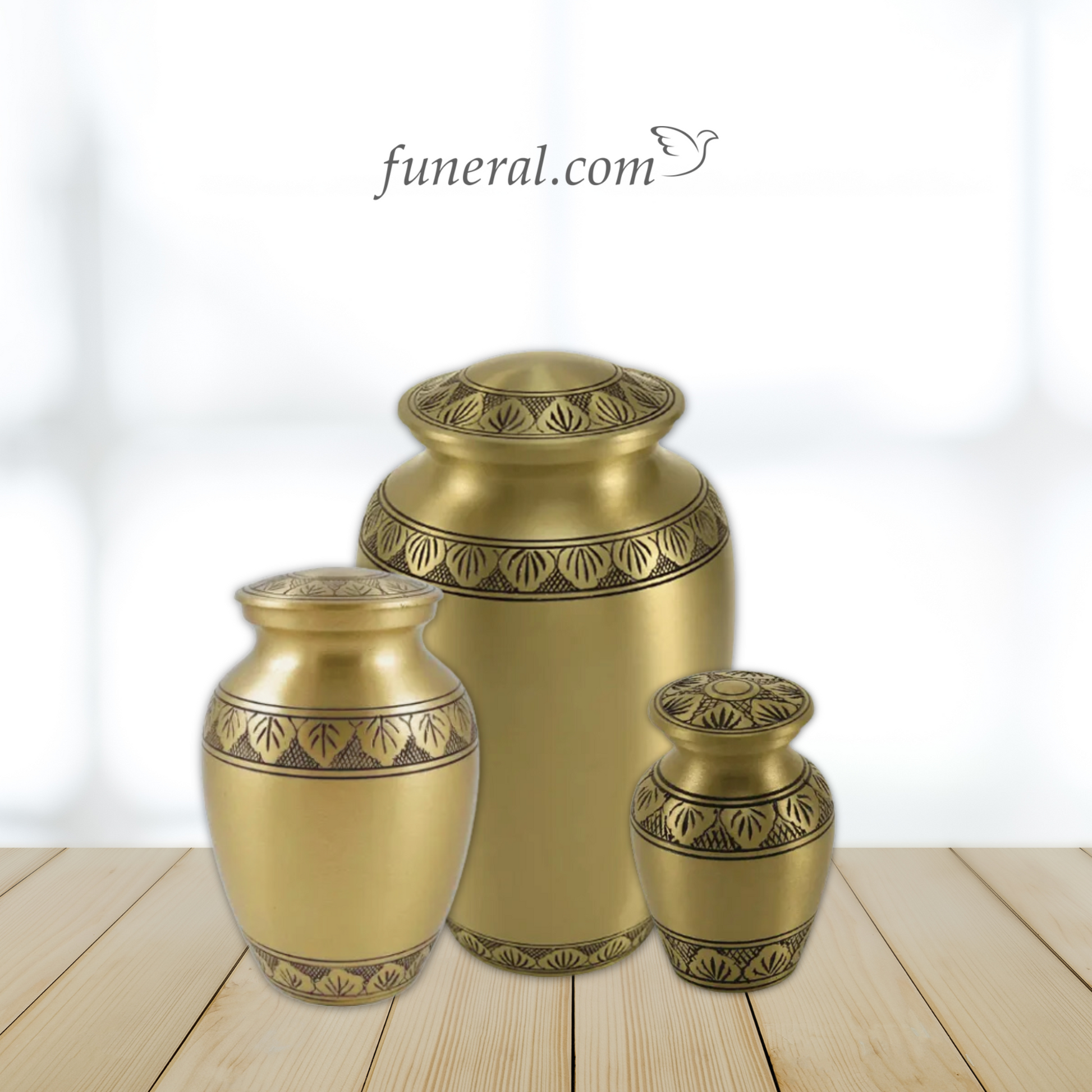 Athena Adult Honey Gold Brass Urn Set