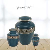 Avalon Medium Bayou Blue Brass Urn Set