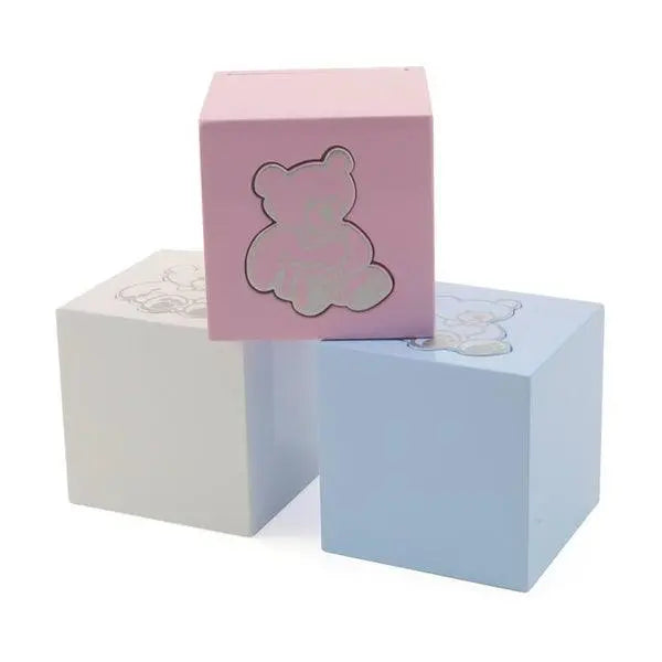 3 Bear Cubes Extra Small Blue Wood Infant Urn - funeral.com