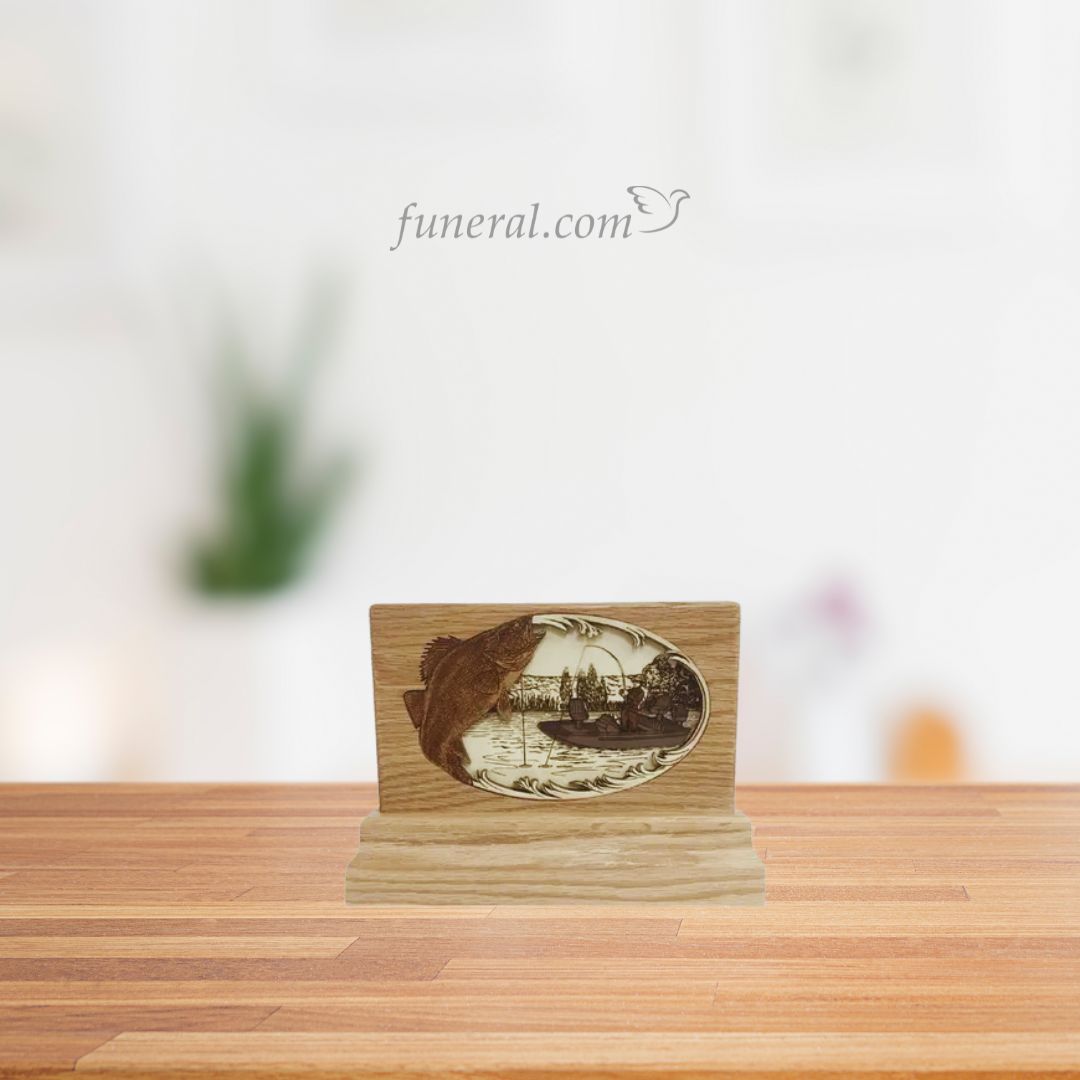 Boat Fishing Walleye Wood Keepsake with Background