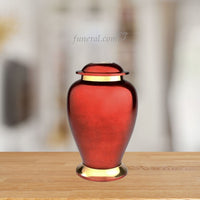 Cardinal Adult Red Brass Urn with Background