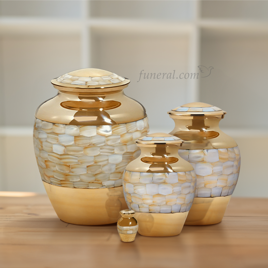 Cassie Mother of Pearl Extra Large Pet Urn Set