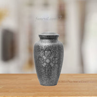 Classic Celtic Cross Adult Pewter Brass Urn with Background