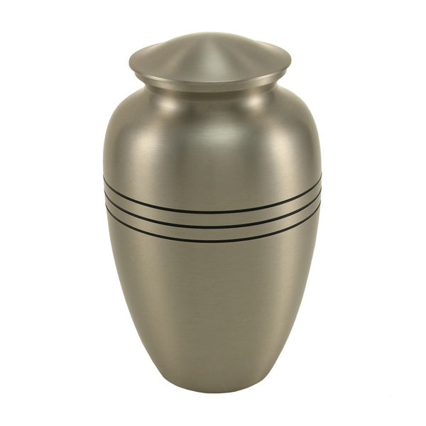 Classic Tri-Band Adult Silver Brass Urn