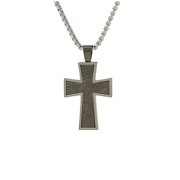 Coal Cross Cremation Jewelry Pendant