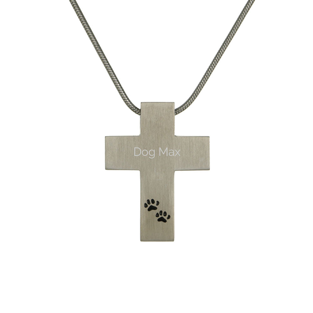 Comely Pewter Cross Pawprint with Engraving