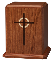 Bubinga with Cross Wooden Cremation Urn