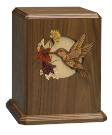 Dimensional Hummingbird Wooden Cremation Urn