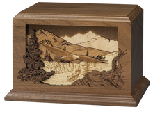 Dimensional Soaring Eagle Wooden Cremation Urn