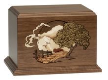 Dimensional Country Lane Wooden Cremation Urn