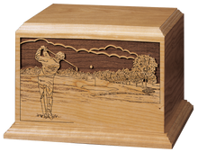 Male Golfer Wooden Cremation Urn