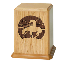 End of the Trail Wooden Cremation Urn