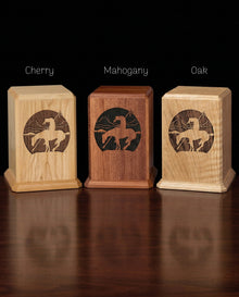 End of the Trail Wooden Cremation Urn
