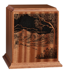 Mountain Views Wooden Cremation Urn