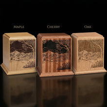 Mountain Views Wooden Cremation Urn