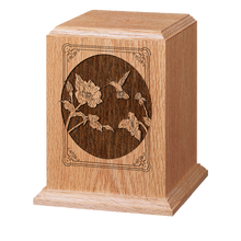 Hummingbird Wooden Cremation Urn