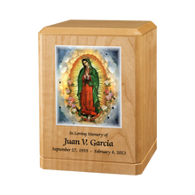Classic Our Lady of Guadalupe Wooden Cremation Urn