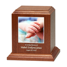 Premier Infant Laser Engraved Custom Color Photo Wooden Cremation Urn