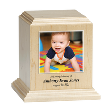 Premier Infant Laser Engraved Custom Color Photo Wooden Cremation Urn