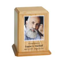 Premier Vertical Wooden Cremation Urn with Chamfered Edges