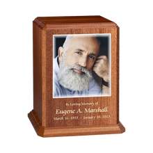 Premier Vertical Wooden Cremation Urn with Chamfered Edges