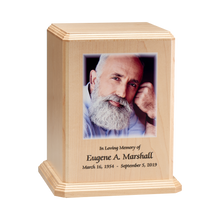 Premier Vertical Wooden Cremation Urn with Chamfered Edges