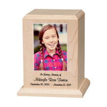 Premier Youth Vertical Custom Color Photo Wooden Cremation Urn