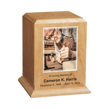 Premier Vertical Wooden Cremation Urn with 90 Degree Edges