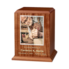 Premier Vertical Wooden Cremation Urn with 90 Degree Edges