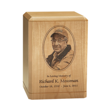 Vertical Classic Adult Engraved Custom Photo Wooden Cremation Urn