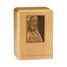 Sacred Heart of Jesus Wooden Cremation Urn