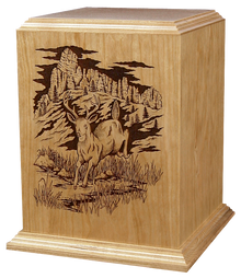 White-Tailed Deer Wooden Cremation Urn