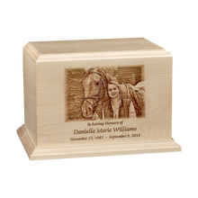 Horizontal Premier Adult Laser Engraved Custom Photo Wooden Cremation Urn