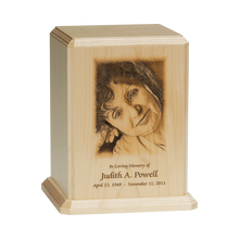 Premier Adult Laser Engraved Custom Photo Wooden Cremation Urn