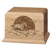 Galloping Horse Wooden Cremation Urn