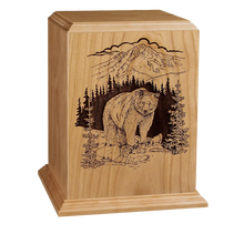 Bear Wooden Cremation Urn