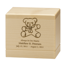Infant Manchester with Teddy Bear Laser Engraved Wooden Cremation Urn