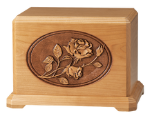Sculpted Laser-Carved Rose Wooden Cremation Urn