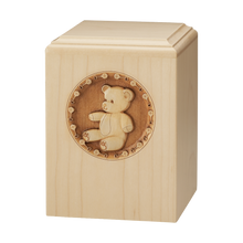 Sculpted Laser-Carved Teddy Bear Wooden Cremation Urn